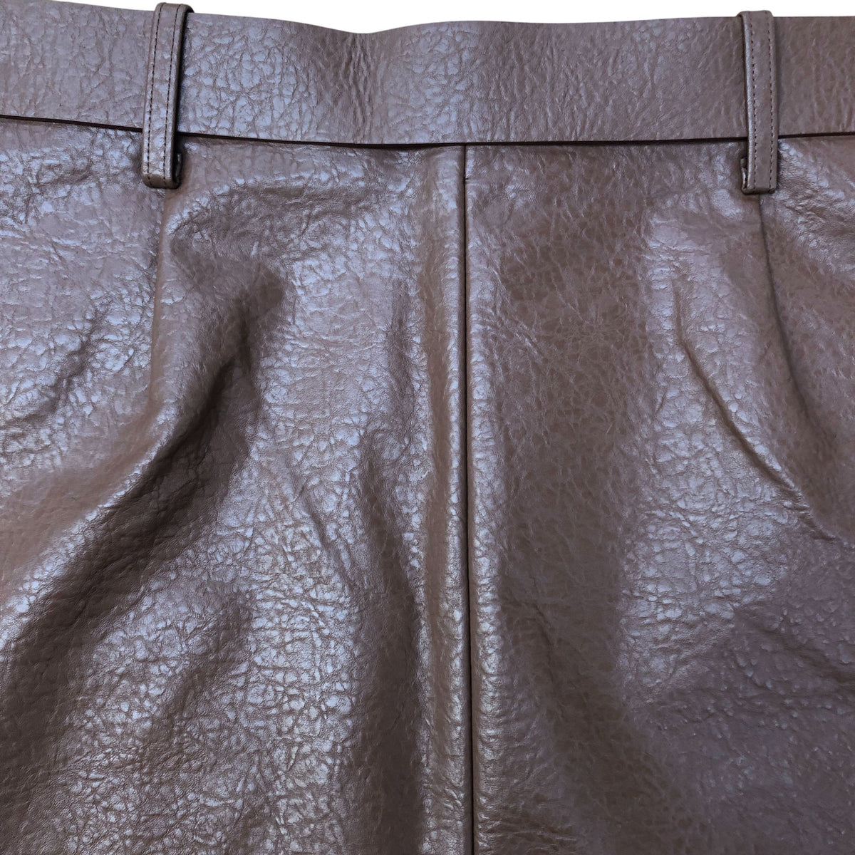 River Island Brown Belted Mini Skirt UK12 Women's Leather Look A-Line