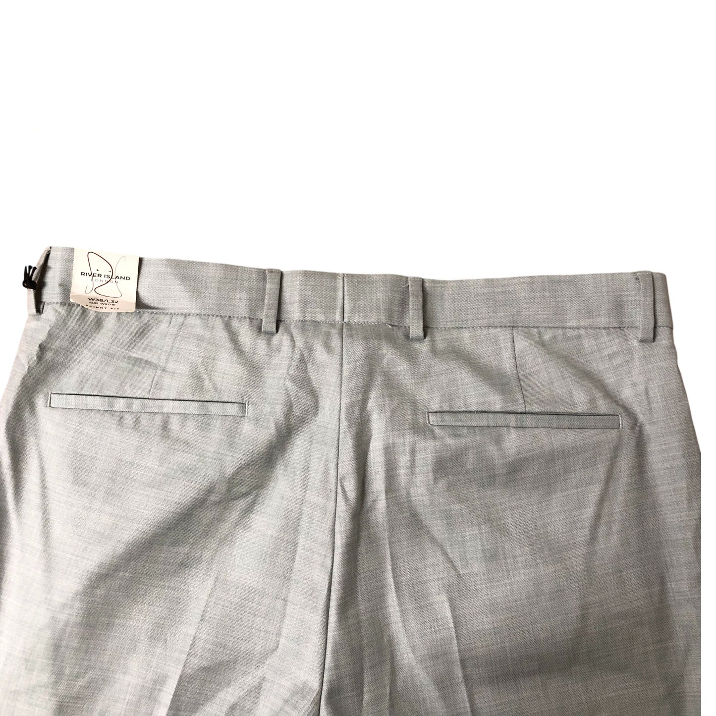 River Island W38 L32 Men's Skinny Fit Trousers Light Green Slim Stretch Style