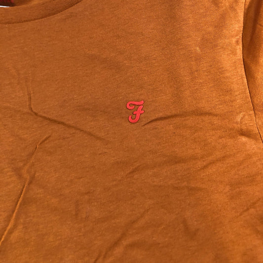 Farah T-Shirt Men's Orange Short Sleeve Cotton Crew Neck Tee Medium