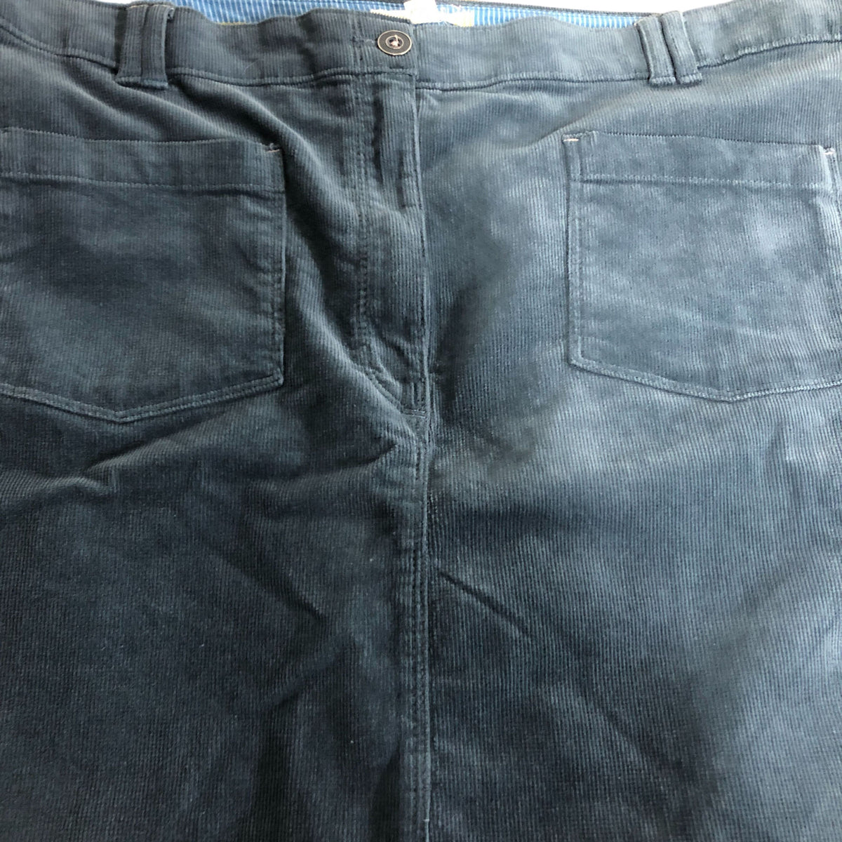 Denim Skirt UK18 Women's A-Line Organic Cotton Blue Corduroy
