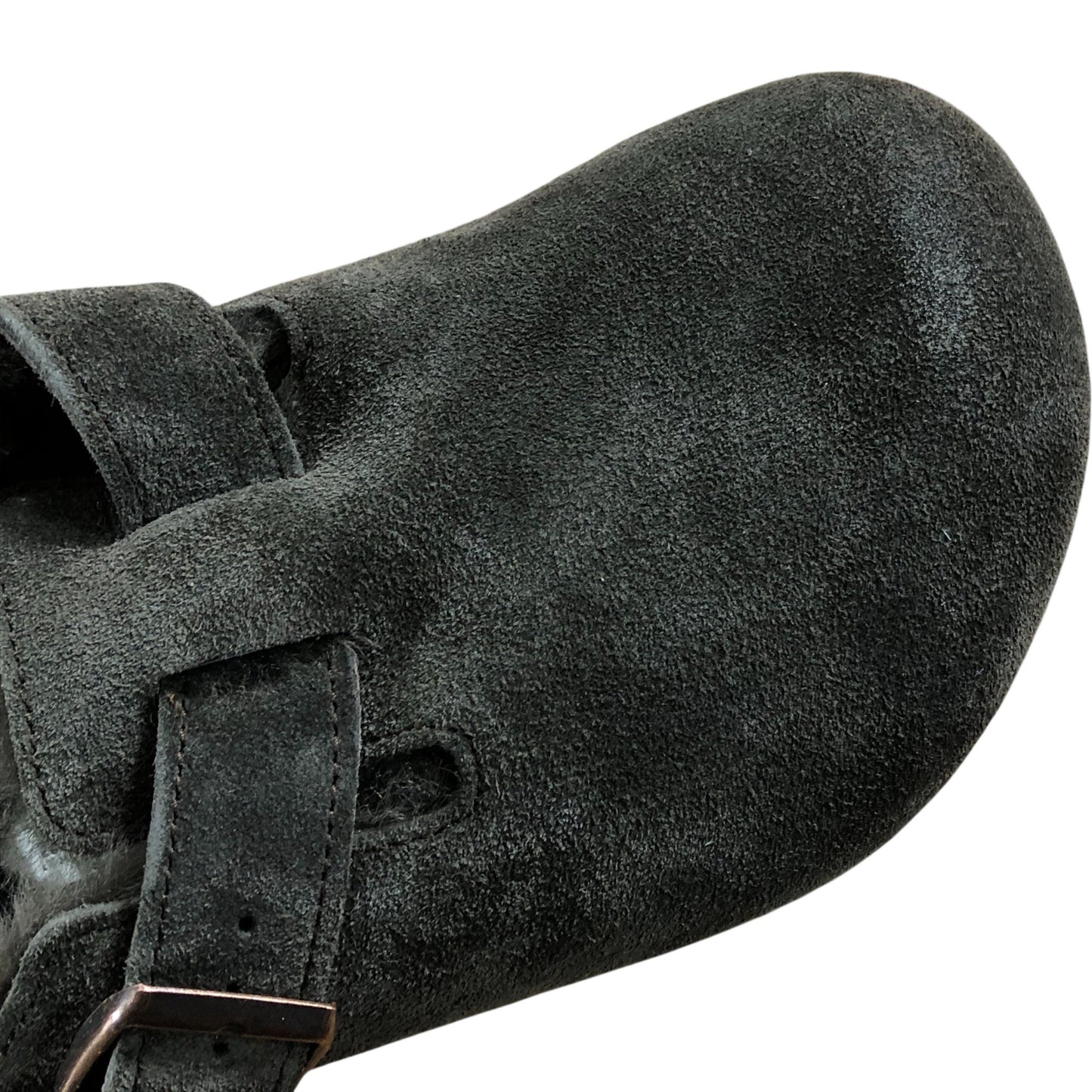 Birkenstock Boston VL Shearling UK7.5 Women's Suede Open Back Slippers Grey