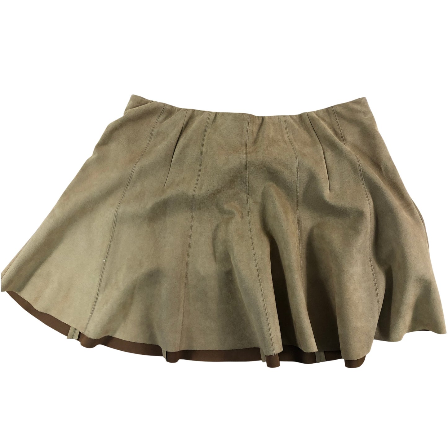 River Island Skirt Size 18 Women's Brown Suede Look Flared Midi Skirt