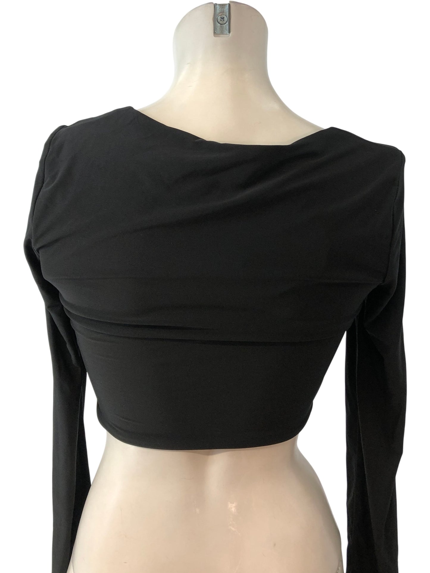 River Island Studio Long Sleeve Crop Top UK Size 8 Women's Black Fashion