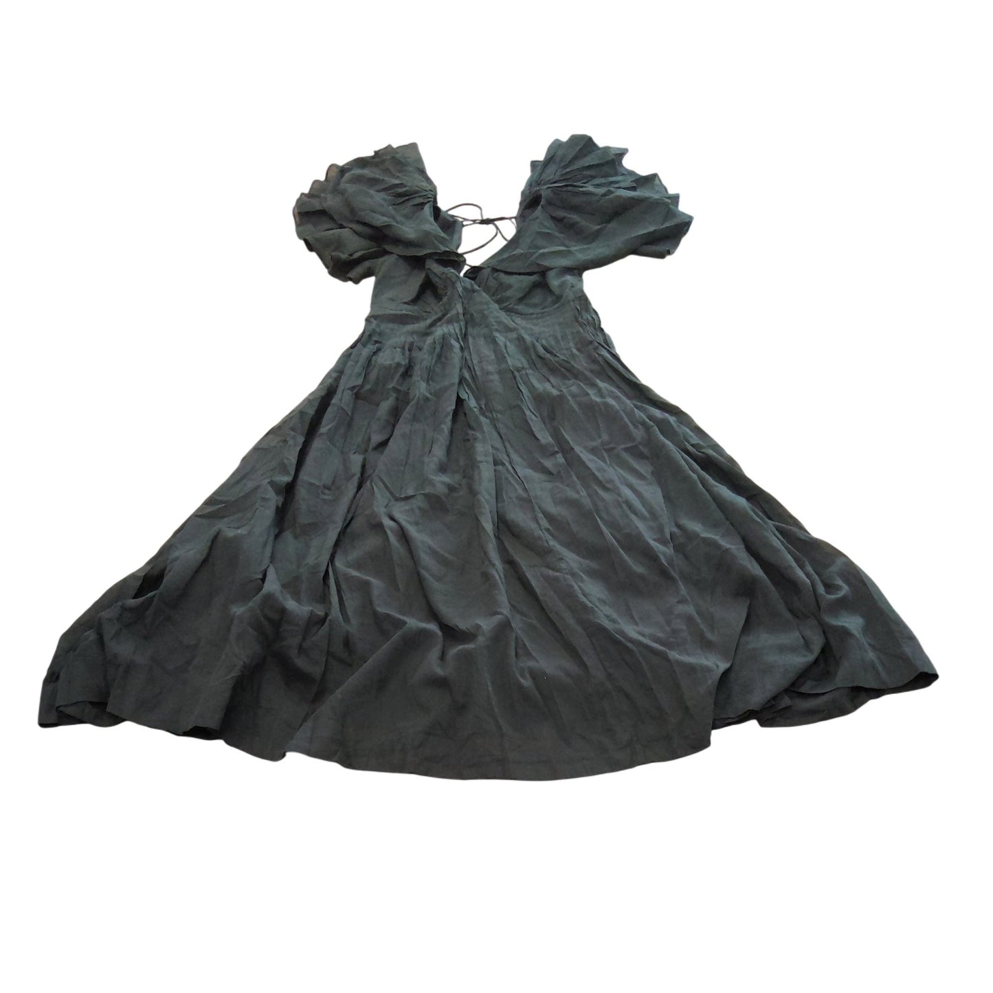 River Island UK12 Women's Black Puff Sleeve Midi Dress Casual Summer Style