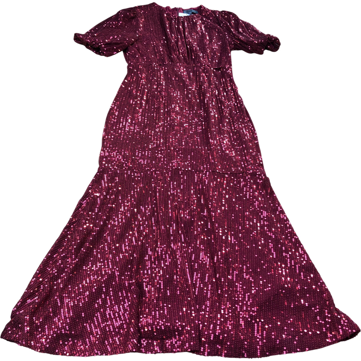 Women's Midi Dress Size 10 Red Sequin Short Sleeve