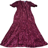 Women's Midi Dress Size 10 Red Sequin Short Sleeve