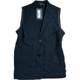 Branded London Women's Black Vest Top Size M 12 40 Crinkled Design With Studs