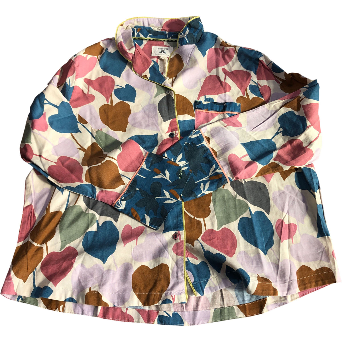 Colourful Leaf Print Shirt Size XL Women's Casual Long Sleeve Top