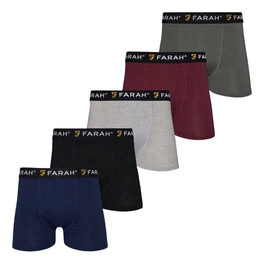 Farah 5 Pack Boxer Shorts M Men's Assorted Colour Cotton Underwear