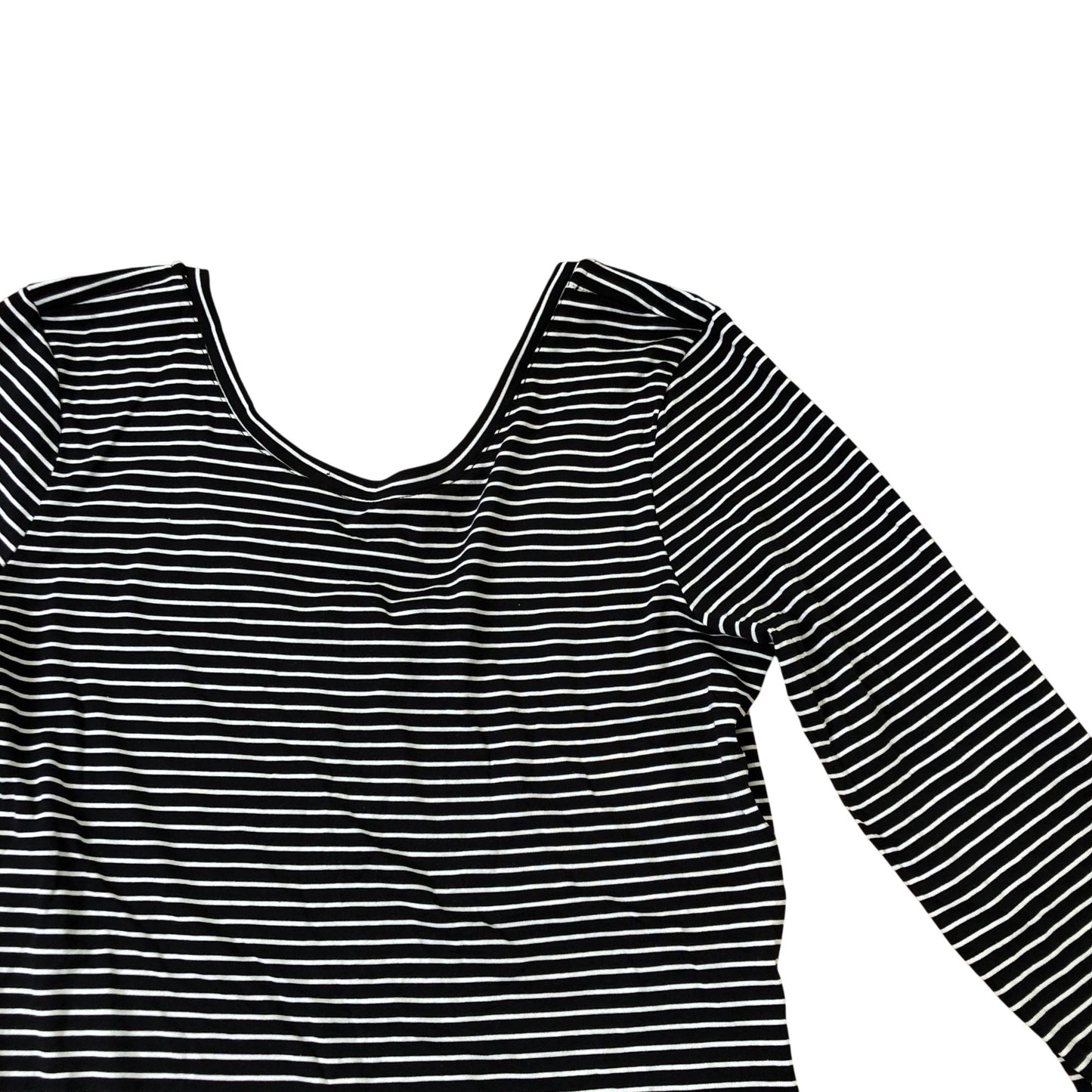 Striped Long Sleeve Top Size 12 Women's Casual Cotton Blend Black White