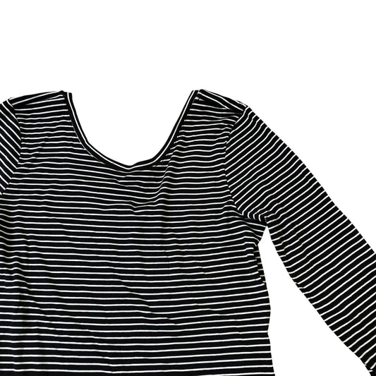 Striped Long Sleeve Top Size 12 Women's Casual Cotton Blend Black White