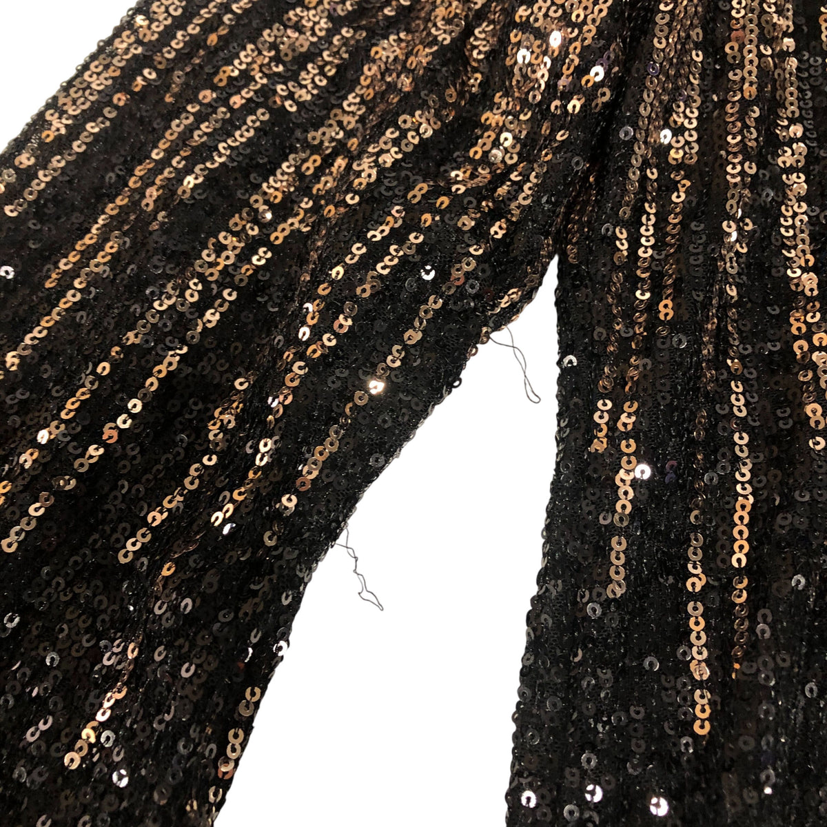 Sequin Top UK10 Women's Long Sleeve Black Gold Shimmering Party Wear
