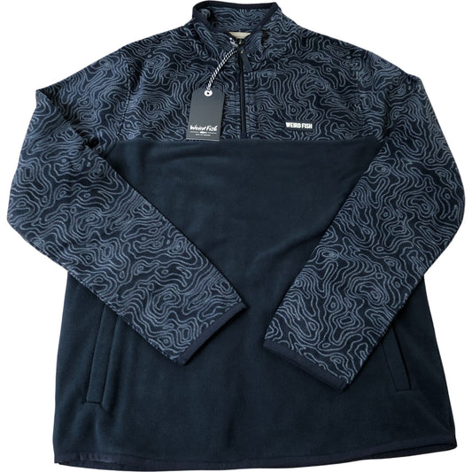 Weird Fish Gilbert Navy Sweatshirt M Men's Fleece Quarter Zip Patterned Top