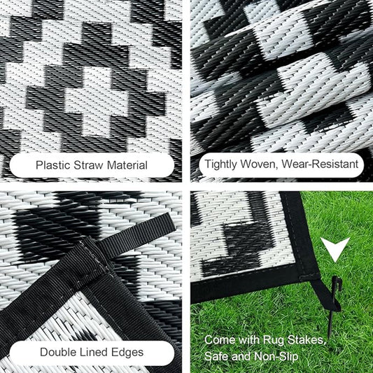 CHOSHOME Outdoor Rug for Garden 150x240CM Large Outdoor Rug