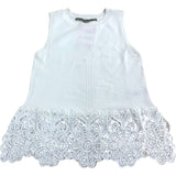 River Island Women's Sleeveless Top UK XS White Floral Lace Hem