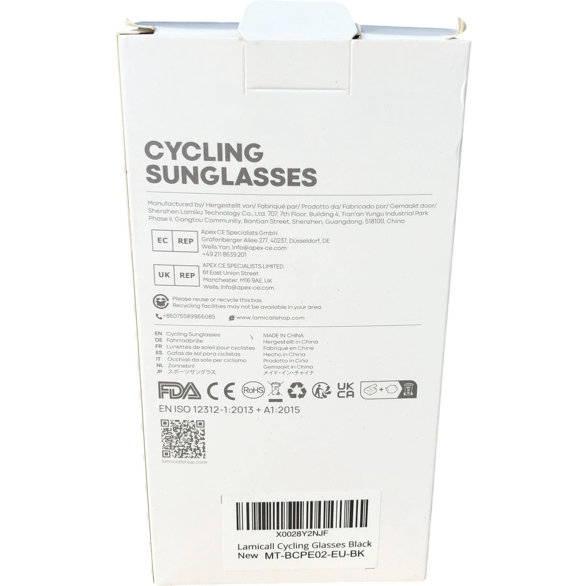 Lamicall Cycling Sunglasses Black BCPE02-BK UV400 Protection Breakage Proof