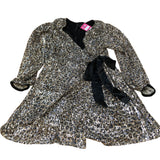 Sequin Dress UK14 Women's Long Sleeve Wrap Glittery Party Dress