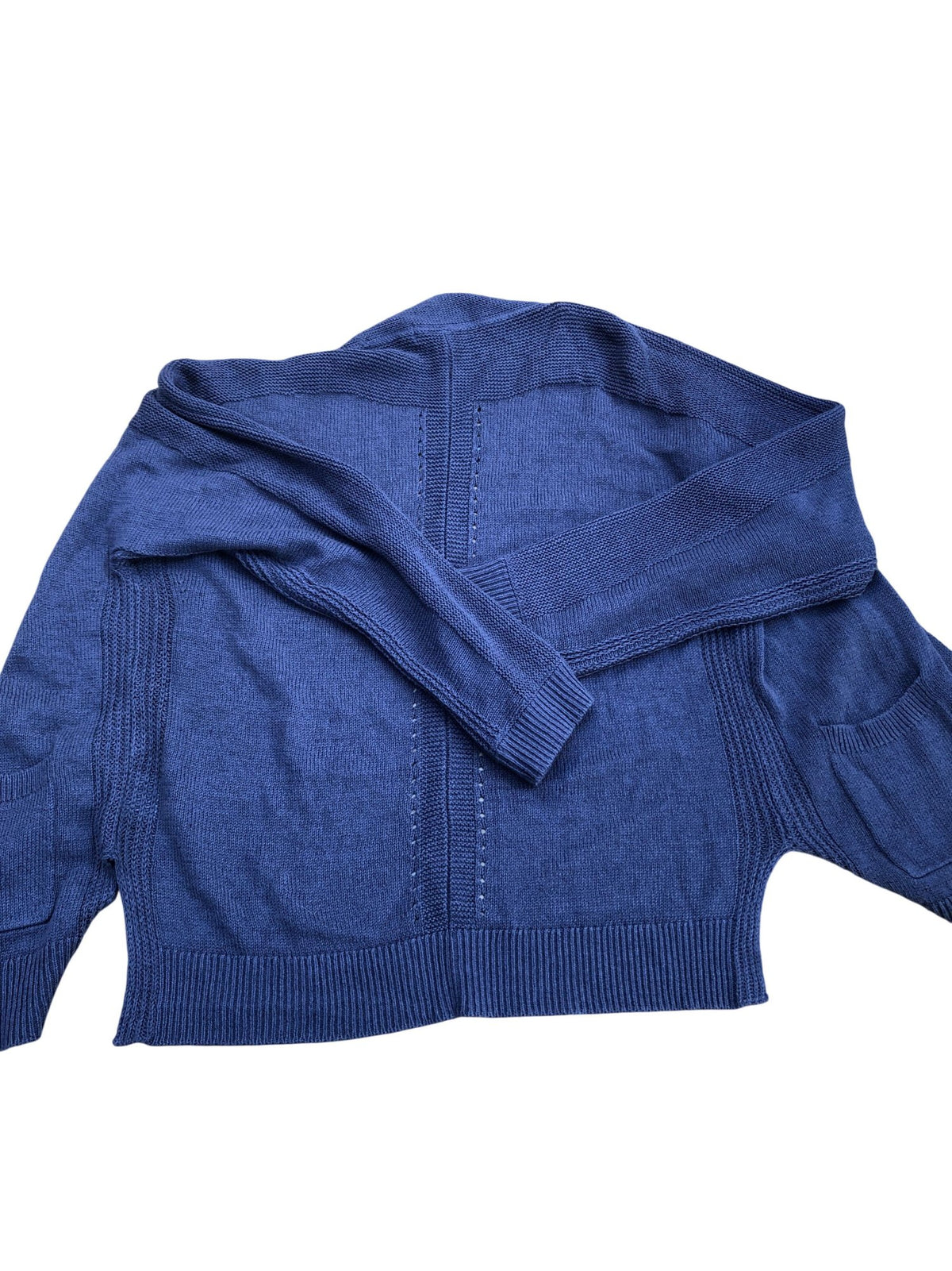 Cardigan UK Size 12 Women's Purple Pocket Knit Cotton Blend