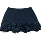 River Island Black Floral A-Line Mini Skirt UK12 Women's Tulle Flowers Design