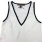 River Island V Neck Dress White Black Trim Size 12