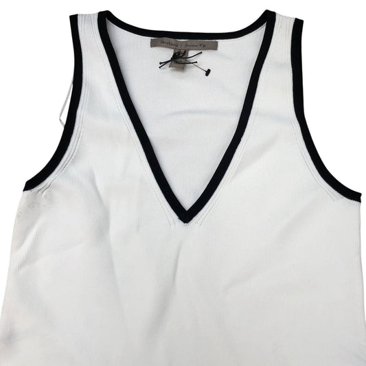 River Island V Neck Dress White Black Trim Size 12
