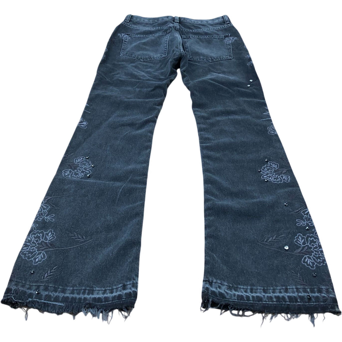 We The Free Jeans Women's Wide Leg Floral Design Black