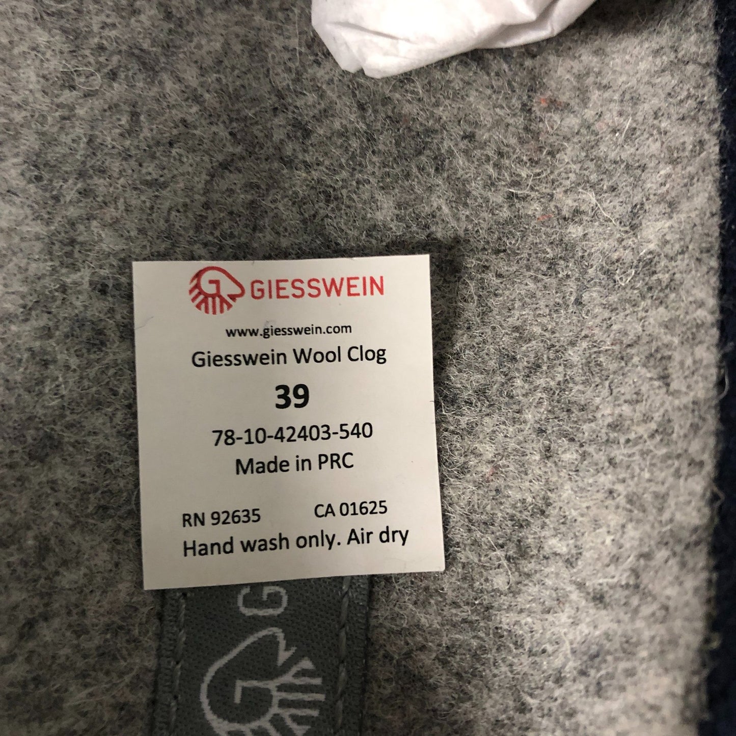 Giesswein Wool Clog UK6 Women's Ocean Blue Slip On Comfort Footwear