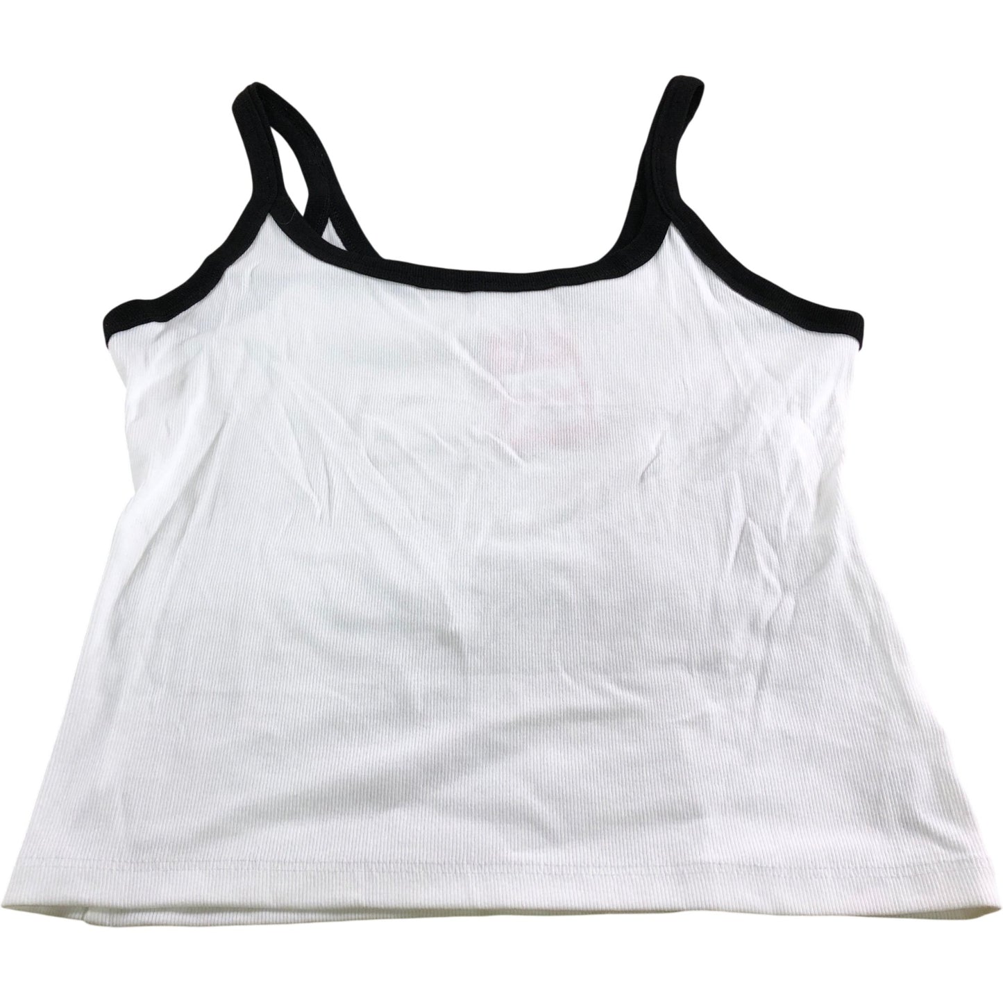 River Island Tank Top UK L Women's Cotton Blend White with Black Trim