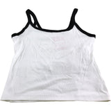 River Island Tank Top UK L Women's Cotton Blend White with Black Trim