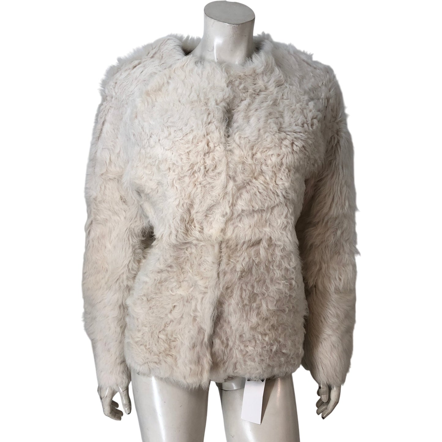 Curly Sheepskin Short Coat M/L Women's Ivory Thick Warm Furry Outerwear