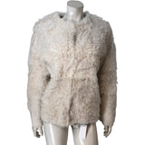 Curly Sheepskin Short Coat M/L Women's Ivory Thick Warm Furry Outerwear