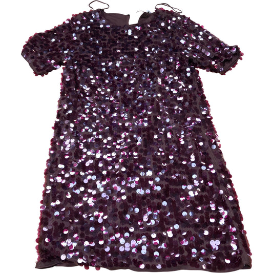 Sequin Dress UK10 Women's Short Sleeve Burgundy Party Dress