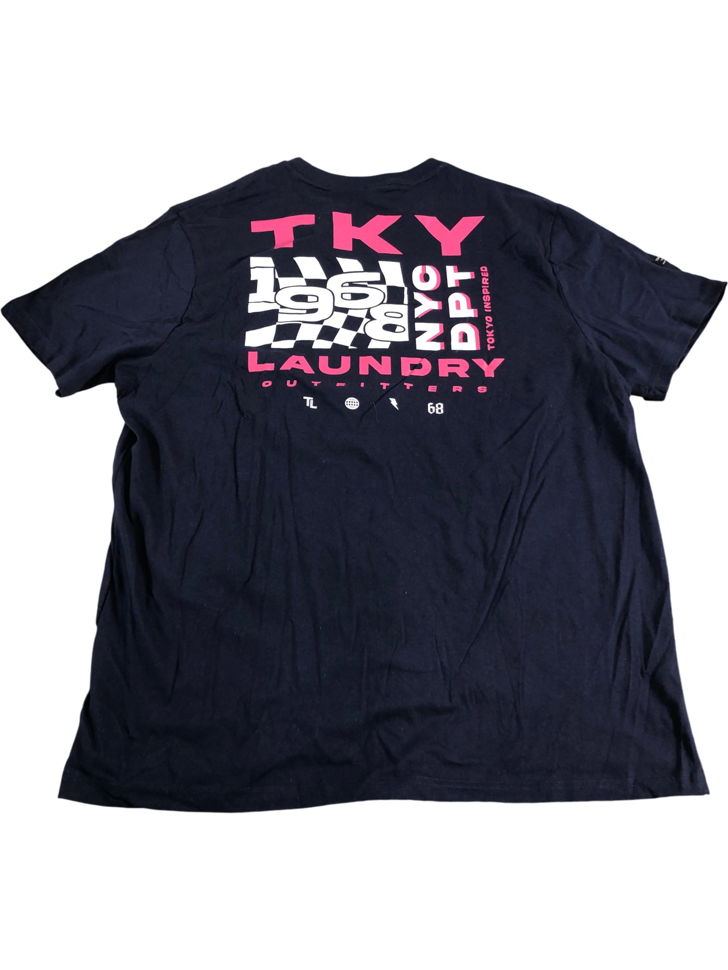 TOKYO LAUNDRY Men's T-Shirt XL Navy Blue Graphic Print Cotton Outfitters 1968