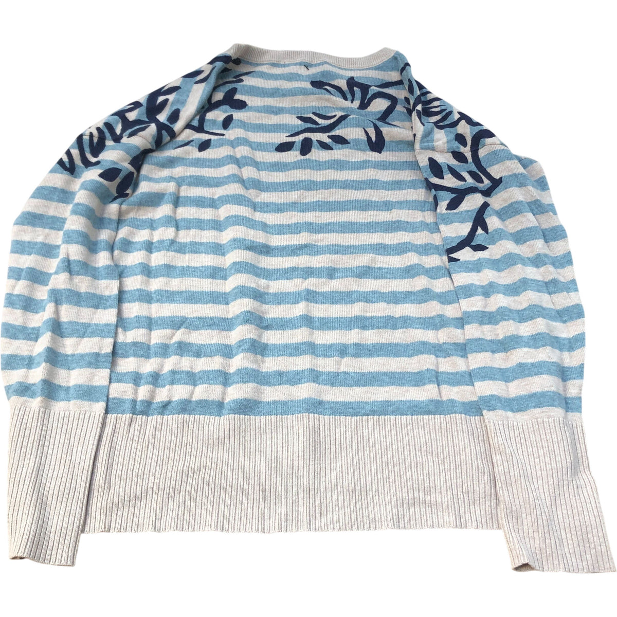 Striped Floral Sweater 12 Women's Organic Cotton Blend Jumper