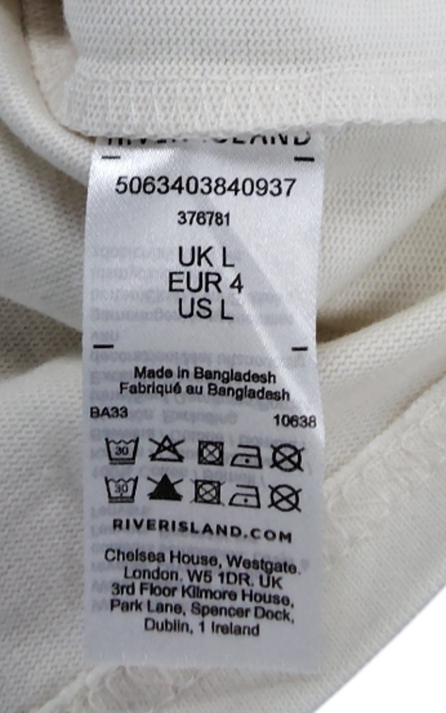 River Island Oversized Fit T-Shirt Luminis Saint-Antoine White Cotton UK L