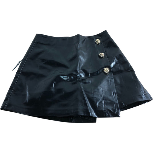 River Island Black Faux Leather Skort UK6 Women's A-Line
