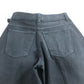 Wide Leg Trousers UK10 Women's High Waist Cotton Black