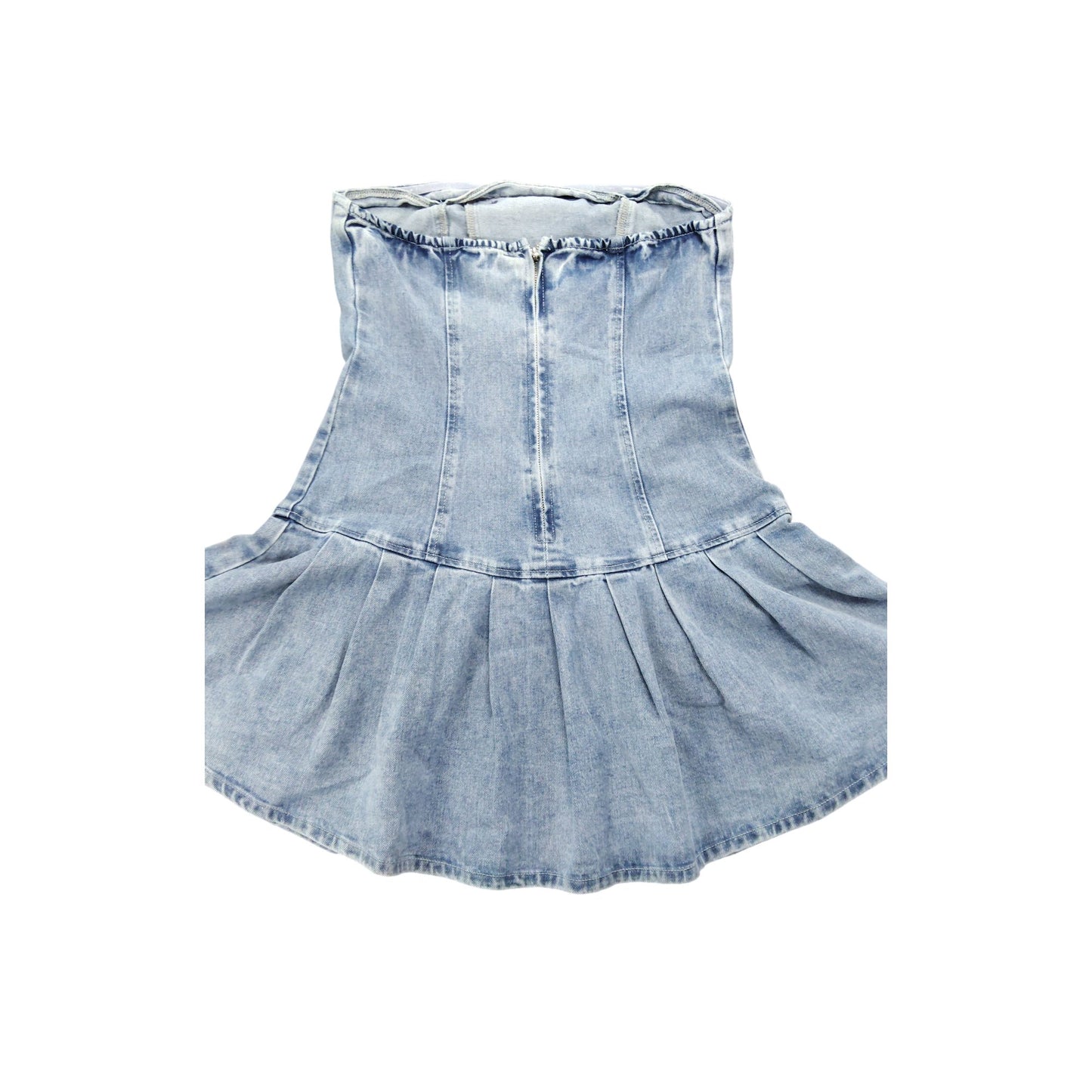 River Island Denim Dress UK12 Women's Sleeveless Skater Style Light Blue