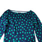 Polka Dot Dress Women's Long Sleeve Navy Green Patterned Cotton Size 6