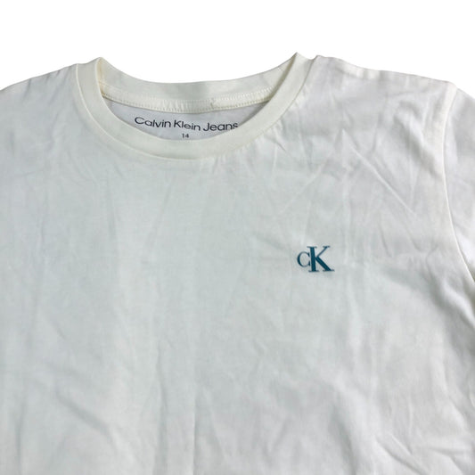 Calvin Klein Jeans Classic T-Shirt Size 14 Women's Cream Short Sleeve Cotton