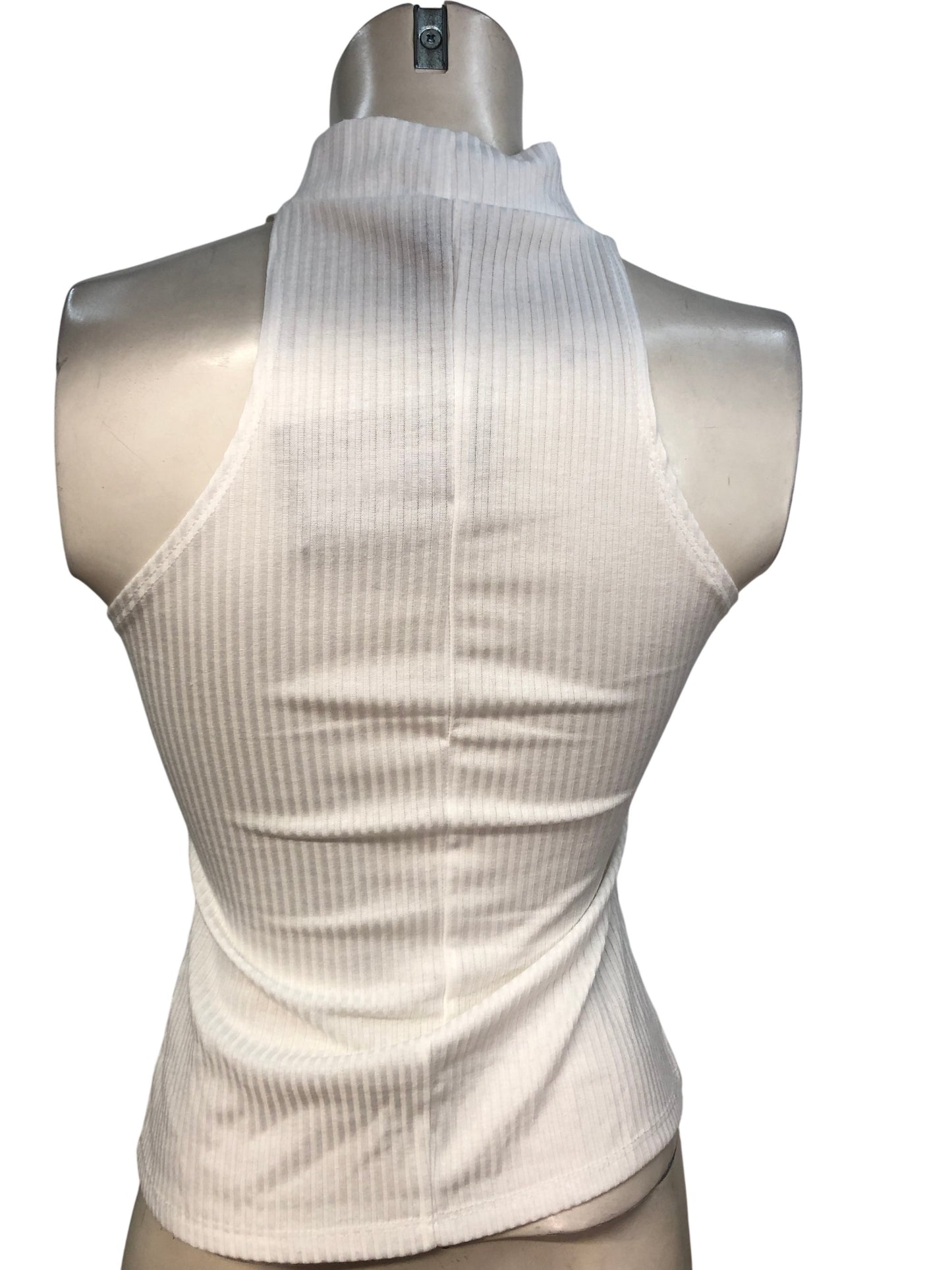 River Island Cream Ribbed Halter Neck Top Size S Women's Stylish Summer Wear