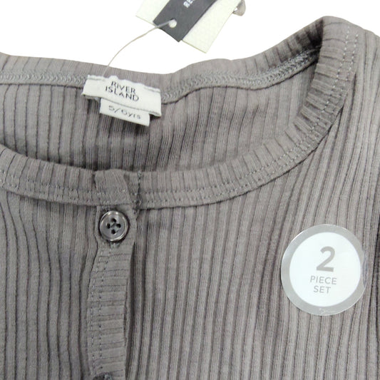 River Island Girls 2 Piece Set Cardigan And Leggings Age 5 Years Grey Ribbed