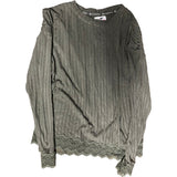 Ted Baker Women's UK16 Long Sleeve Top Green Ribbed Modal Lace Hem