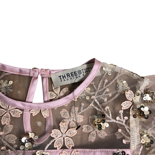 Three Sixty Girls Pink Embellished Dress Size 2-3 Years Floral Design