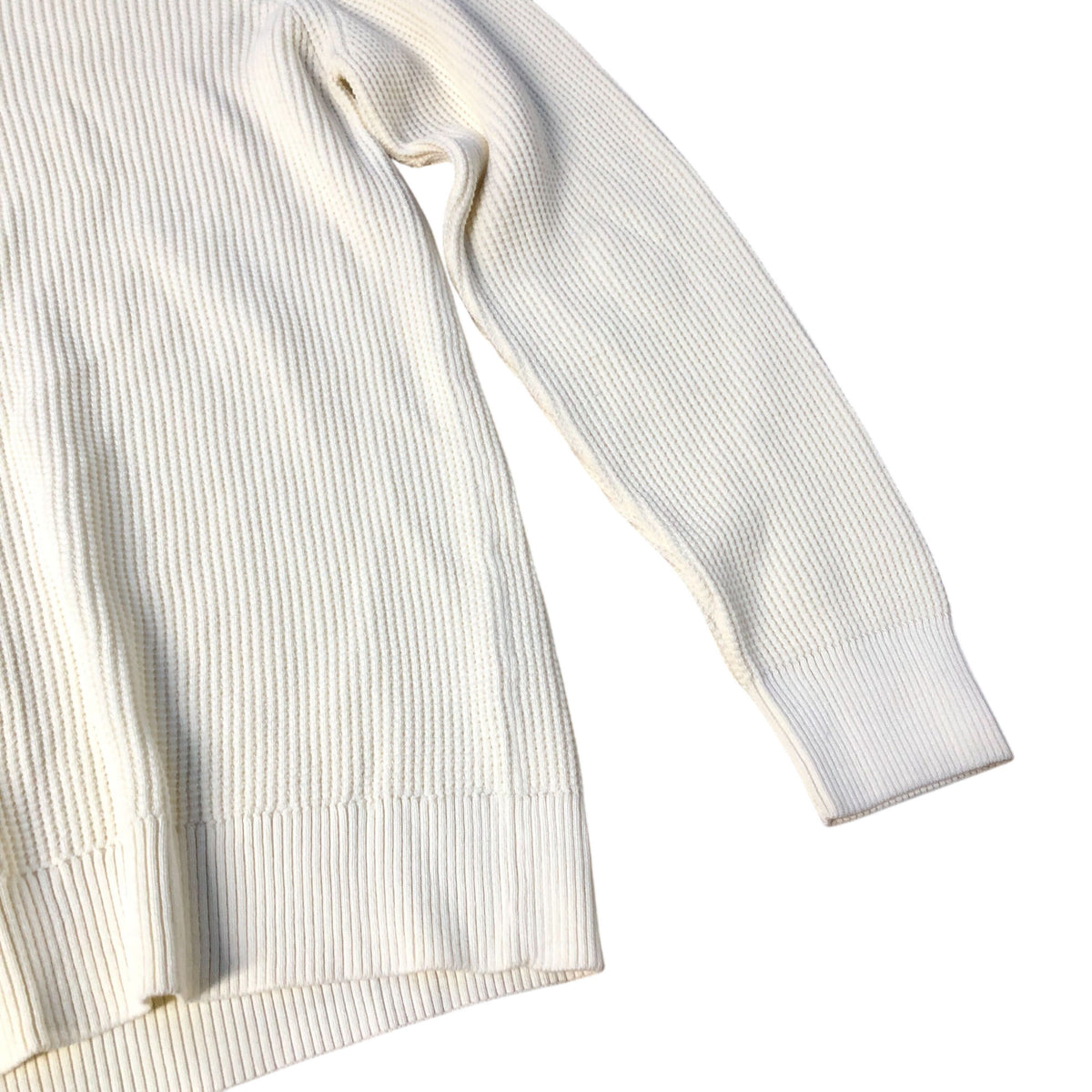River Island Crew Neck Sweater Ecru Unisex Cream Ribbed Knit Long Sleeve Medium