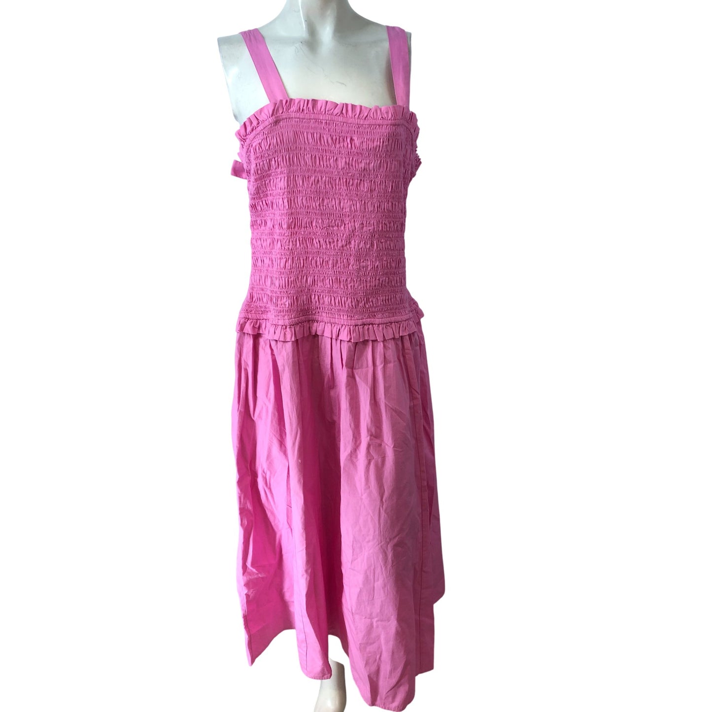 River Island Pink Medium Maxi Dress Women's Smocked Cami Casual Size 18
