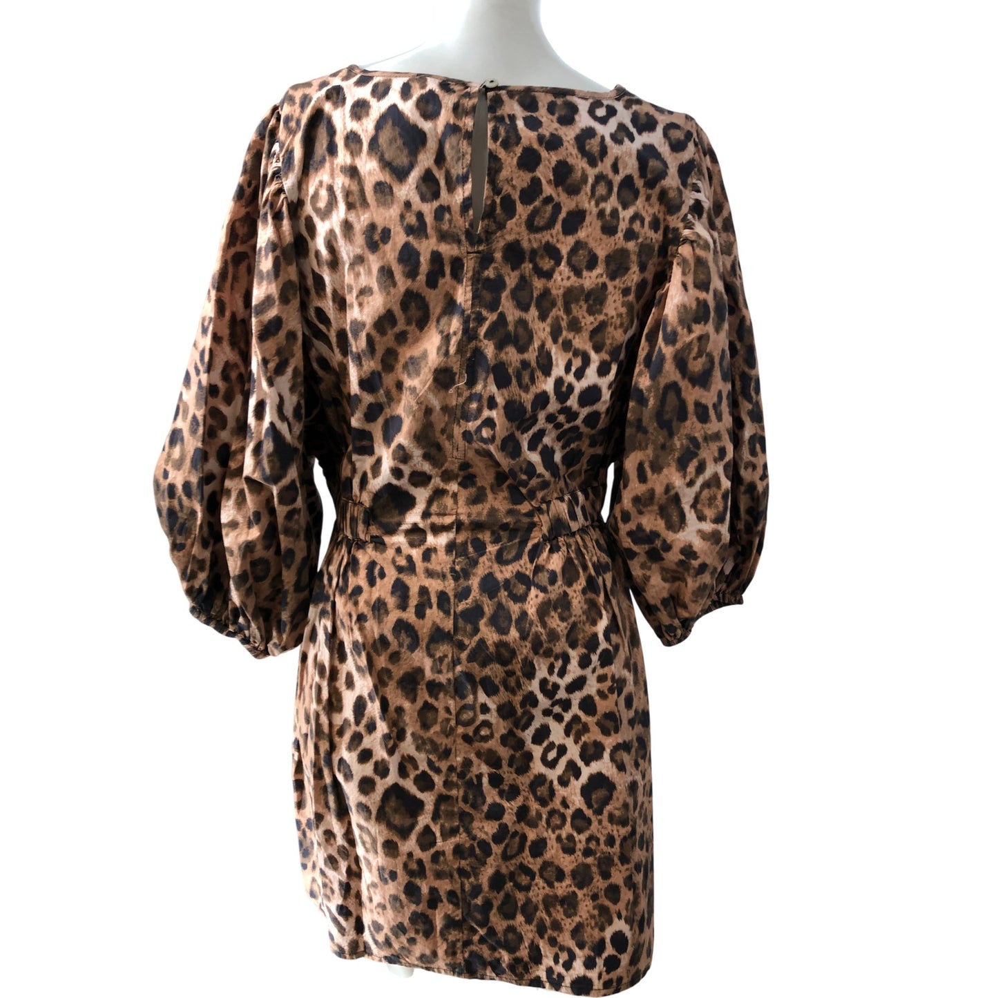 River Island Leopard Print Dress UK22 Women's Long Sleeve Flared Fit Brown