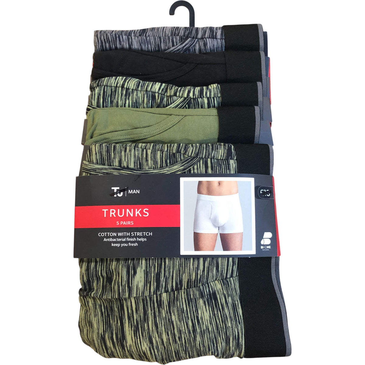 Men's 5 Pairs Cotton Stretch Antibacterial Freshness Trunks XXXL