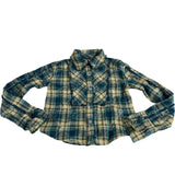 Plaid Shirt Women's Size XS Teal Cotton Long Sleeve