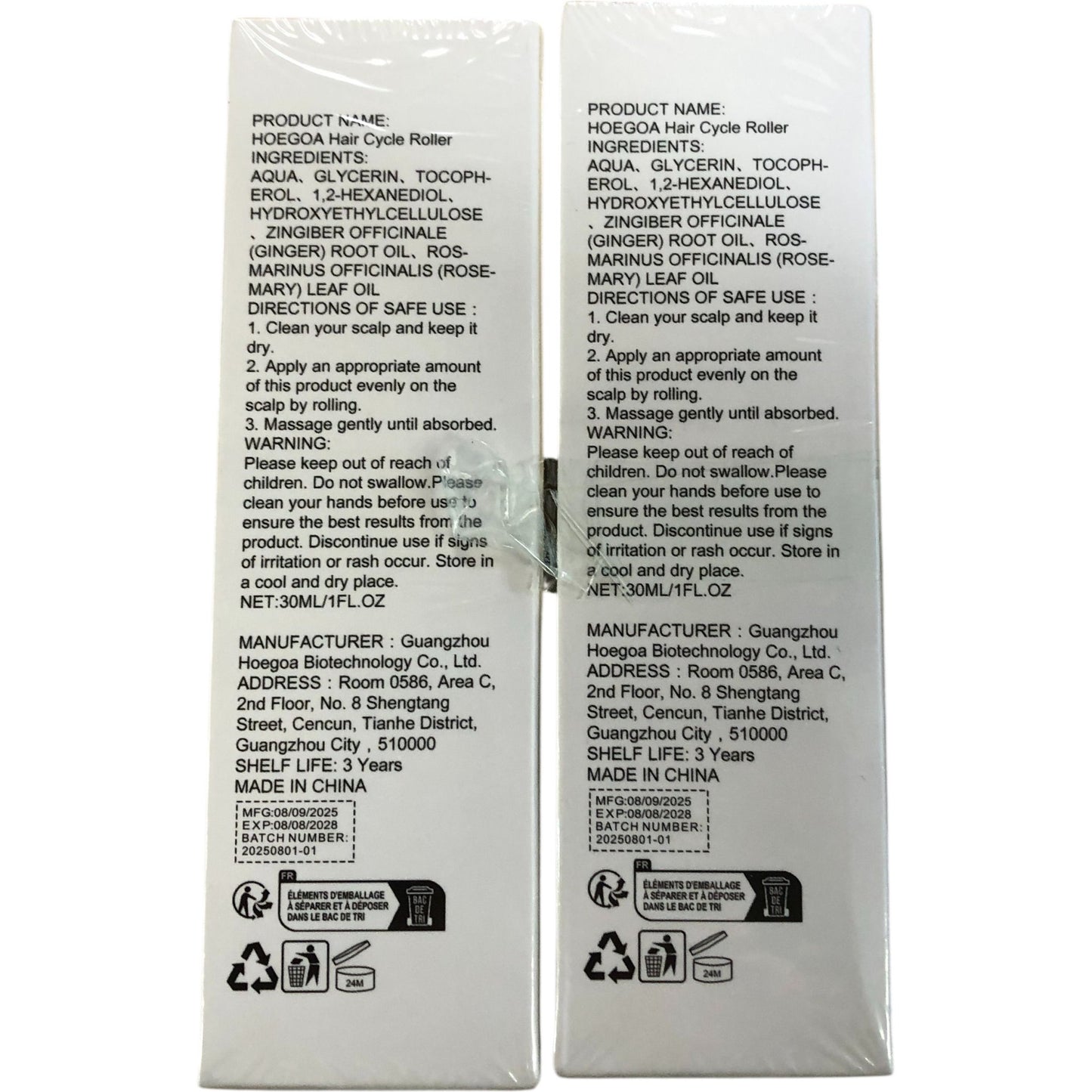 Hair Cycle Roller 30ML Rosemary Stop Loss Boost Thicker Regenerate 2 Pack